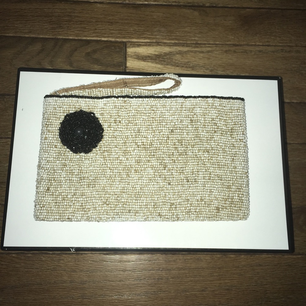Gorgeous Beige Beaded Wristlet with Rosette!